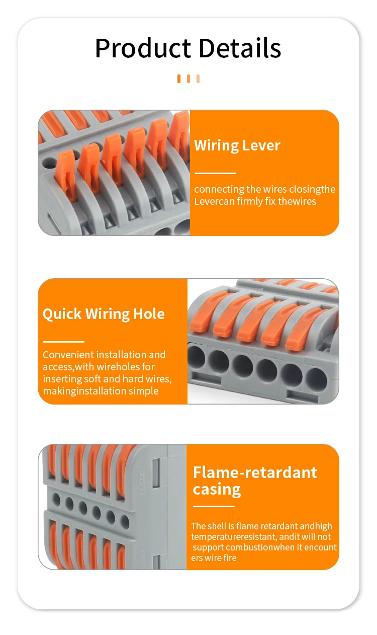 Quick Press Type Electrical Wire Connector Push-in Lever 2-12 Pin Compact Wiring Terminal Universal Splitter Cable Connectors
