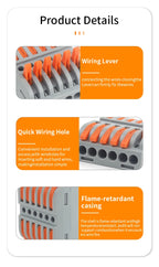 Quick Press Type Electrical Wire Connector Push-in Lever 2-12 Pin Compact Wiring Terminal Universal Splitter Cable Connectors
