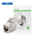 ZoeRax CAT6A CAT7 CAT8 Keystone JackRJ45 STP Tool-Less Type Zinc Alloy Module 10Gbps Shielded Keystone Jack Adapter