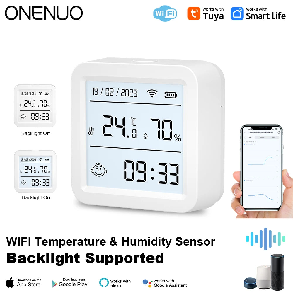 Tuya WIFI Temperature and Humidity Sensor Hygrometer Thermometer with/No LCD Display Indoor Support Alexa Google Assistant