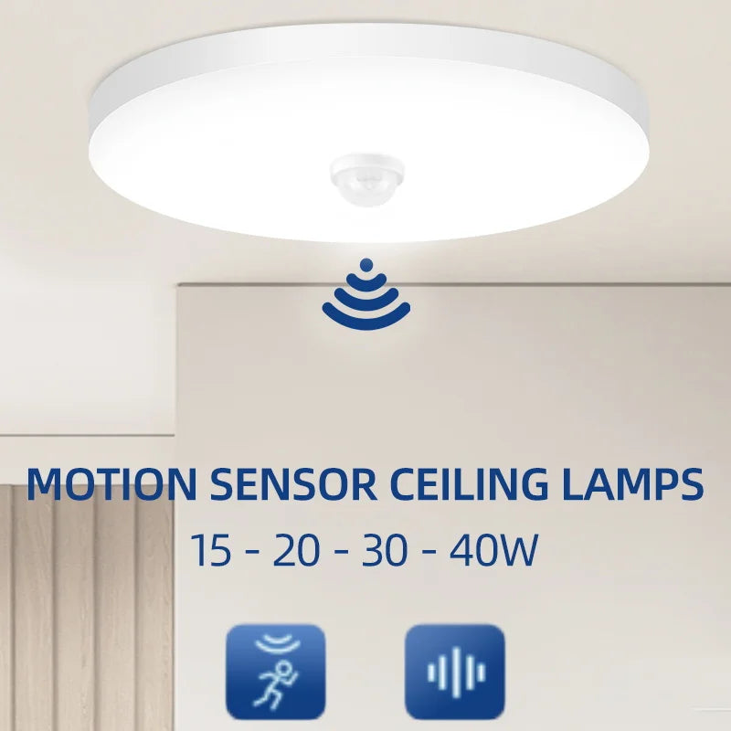 Led Ceiling Lamp With Motion Sensor 110-220V Human Infrared Smart Room Lamp 20W 40W Ceil Lamps For Entrance Balcony Corridor