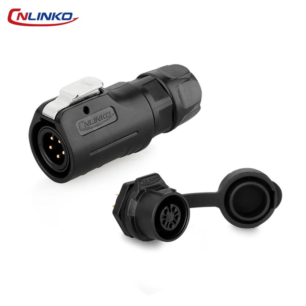 CNLINKO M12 IP68 Circular Solder Connector Male/Female Panel Mount PBT Housing Quick Lock for Marine & Industrial Automation