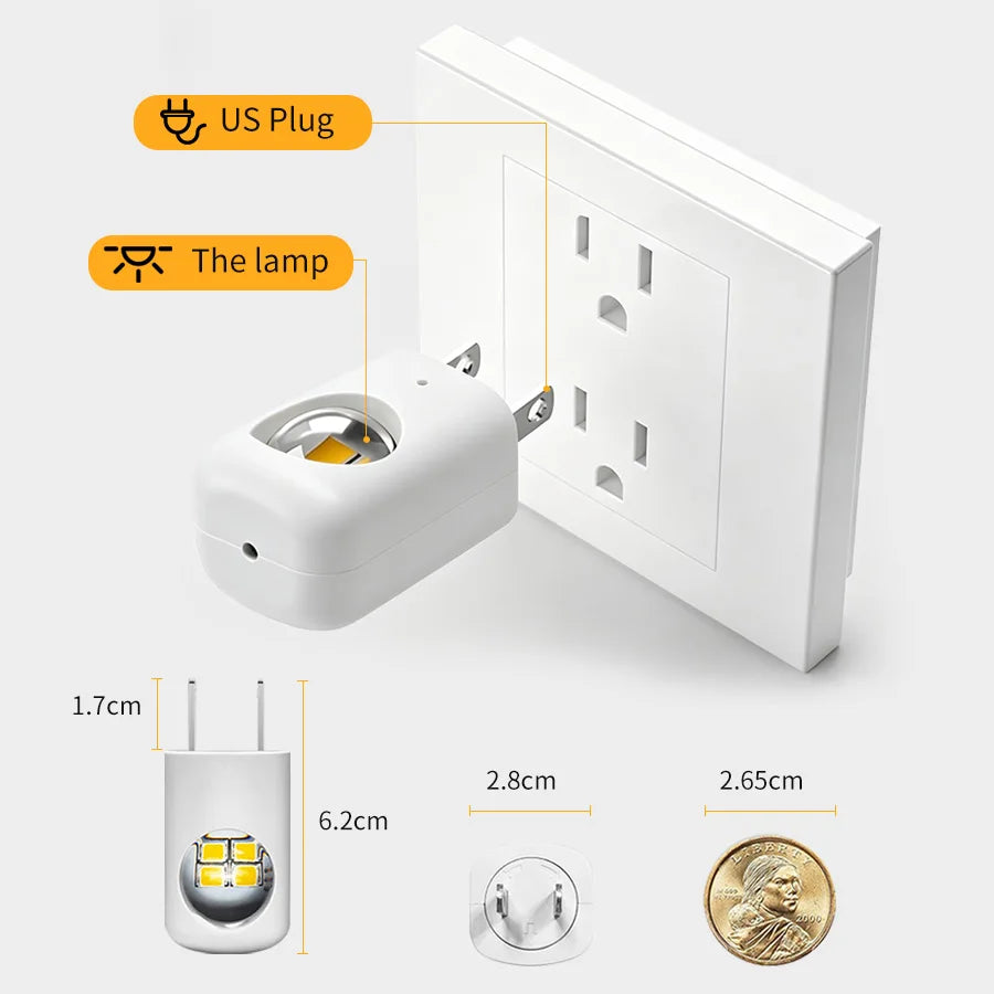 1/2/3/4pcs EU/US Plug LED Night Light Plug in Dusk To Dawn Sensor Auto on Off Rotatable Soft Light for Kids Room Kitchen Hallway