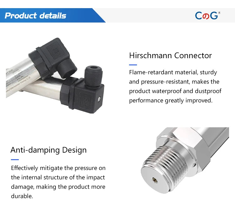 CG Diffused Silicon Pressure Transmitter Thread G 1/4" High Precision Vacuum Hydraulic Oil Pressure Sensor 4-20mA/0-10V Output