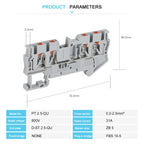 10Pcs PT2.5-QU Push-In Spring 4-Conductor Strip Plug PT 2.5 QUATTRO Wire Electrical Connector Din Rail Terminal Block PT 2.5-QU