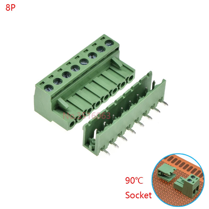 10Sets 2edg 2/3/4/5/6/7/8/9 Pin Screw Terminal Block Connector 5.08mm Pitch Plug + Straight Pin Header Socket For Pcb 2p 3p 4p