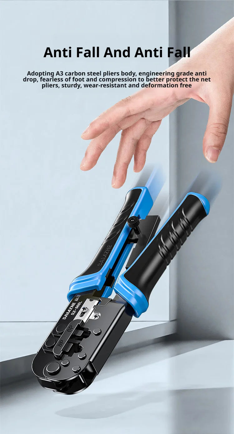 SAMZHE RJ45 Crimper RJ11 RJ45 Crimping Tool Ethernet Network LAN Cable Crimper Cutter Stripper Plier for 6P 8P RJ11 RJ12 RJ45