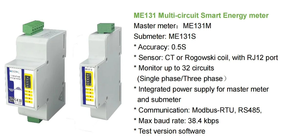 Multi Sensors Power Meter ME131 Multi-Circuit Smart Multi Function Meter Rogowski Coil Electricity Energy Meter