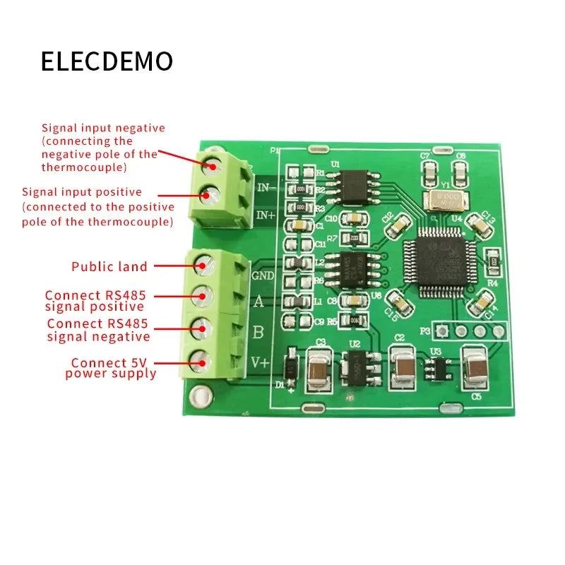 K-Type Thermocouple Temperature Sensor Module, RS485 Modbus RTU, High Precision Acquisition Board, Industrial DIY PCB,MAX6675