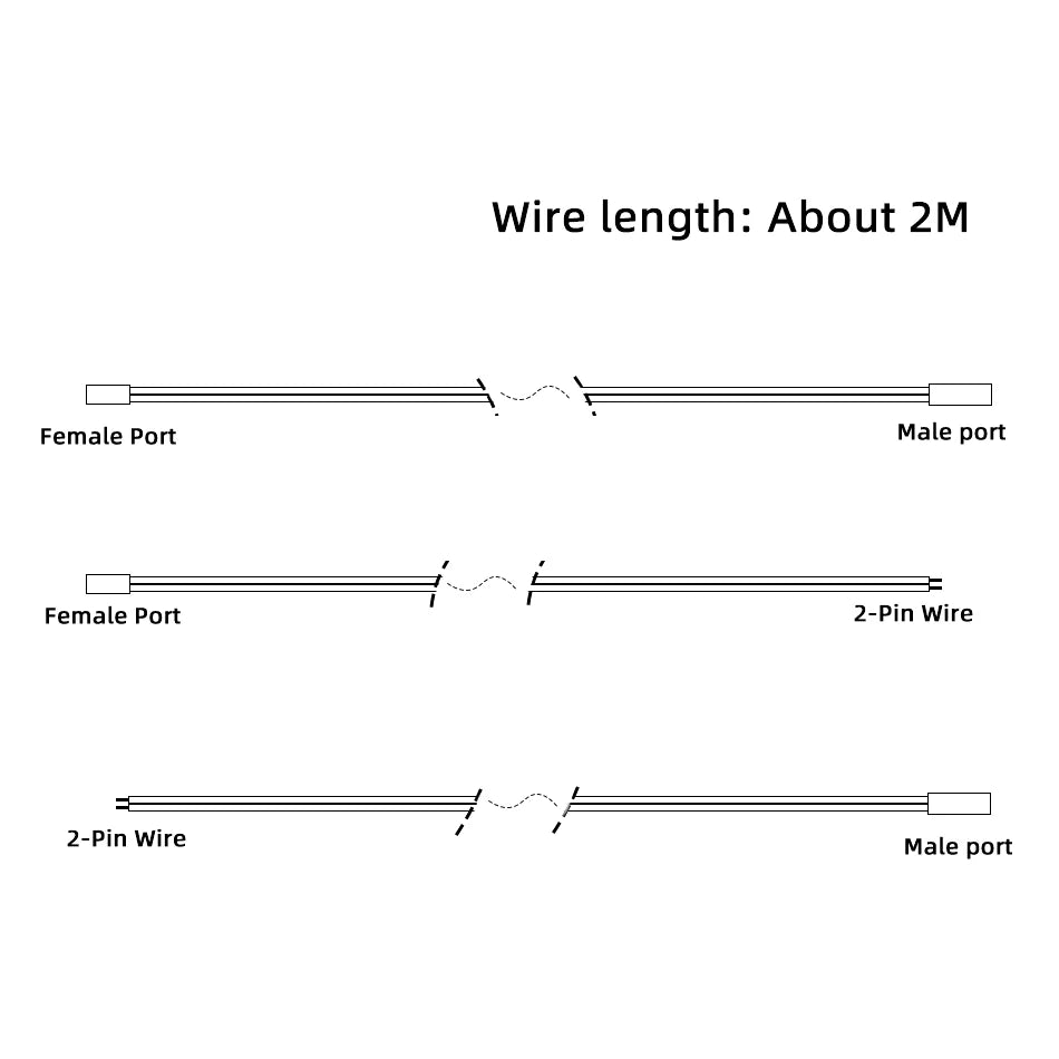 2m DuPont Connector Cable 2 Pin Port Male Female Connection Line Cabinets Wardrobe Power LED Strip Lights Extension Docking Wire