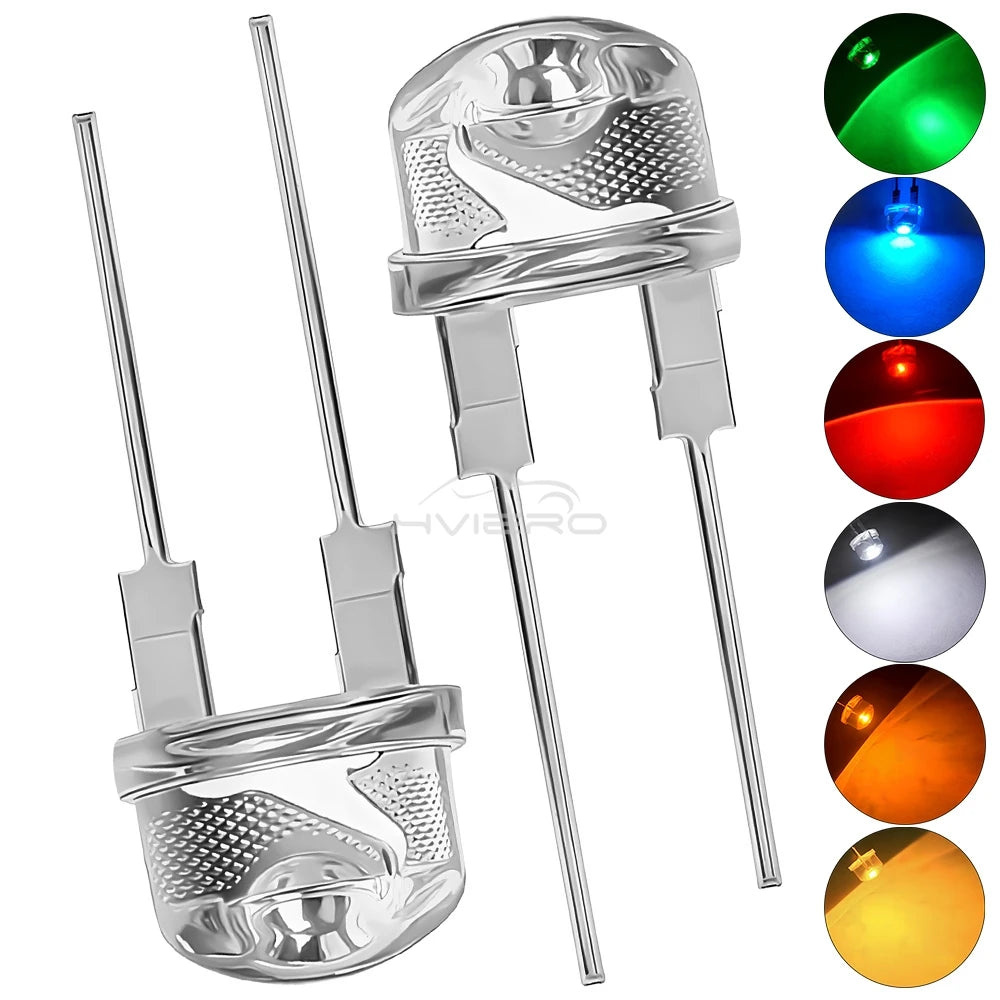50/500PCS 8mm Straw Hat 0.5W White Warm Red Yellow Blue Green Emitting Diode LED Wide Angle Ultra Bright Bulbs Light Lamp Diodes