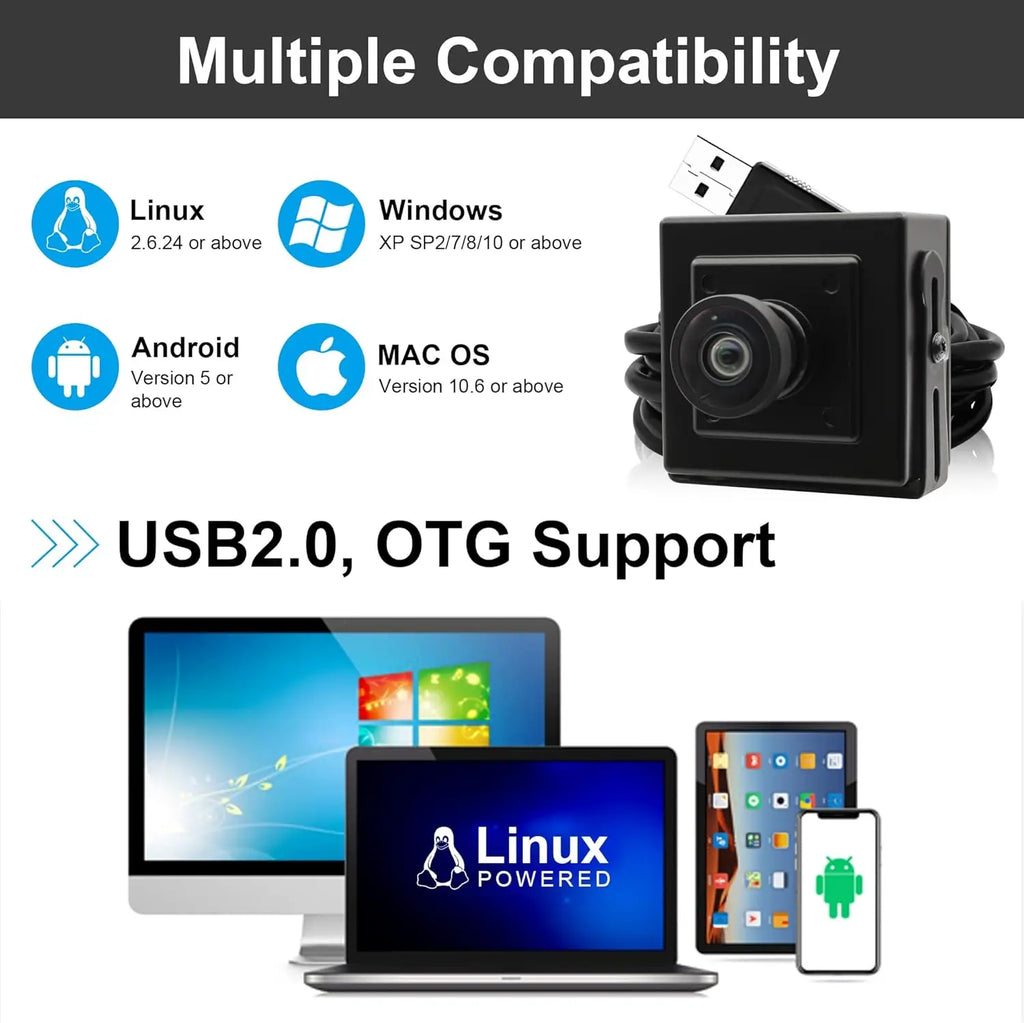 ELP 16MP USB Camera 120 Degree Wide Angle USB Camera IMX298 Sensor Streaming Webcam Plug & Play for Machine Vision
