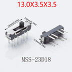 20PCS 8Pin DIP Mini Slide Switch 3Position Micro Toggle Switch 2P3T 13x3.5mm H=2/3/4mm Vertical Slide Switch MSS-23D18