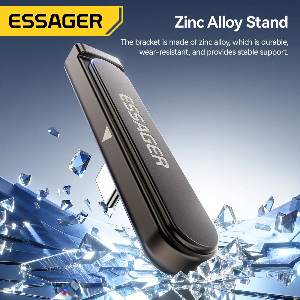 Essager Dual Type C Foldable Elbow Bracket 240W Charging Adapter 2-in-1 Converter for iphone 17 16 15 Huawei Xiaomi Samsung Oppo