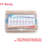 2600Pcs/150pcs 1/4W 1/2W 1W 2W 3W 5W Metal Film Resistor Assortment Kit 1% 0.25W 0.5W Resistance Set Electronic Components Kits