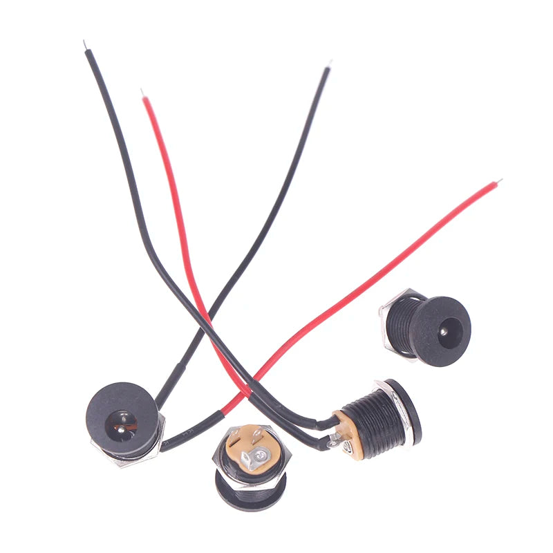 5/10pcs 5.5 X 2.1mm 5.5*2.5mm Convenient Snap Type DC Power Jack Socket Female Panel Mount Connector Port