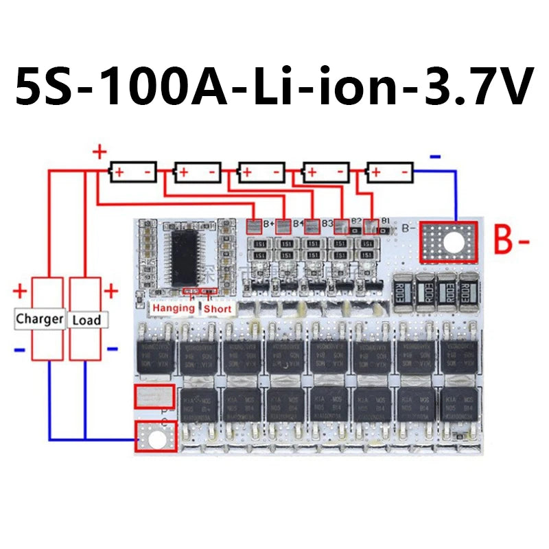 3S 4S 5S 100A BMS Protection Board with Balance for Li-ion /LiFePO4 Battery 18650 Power Bank UPS Solar DIY E-bike Charger Module