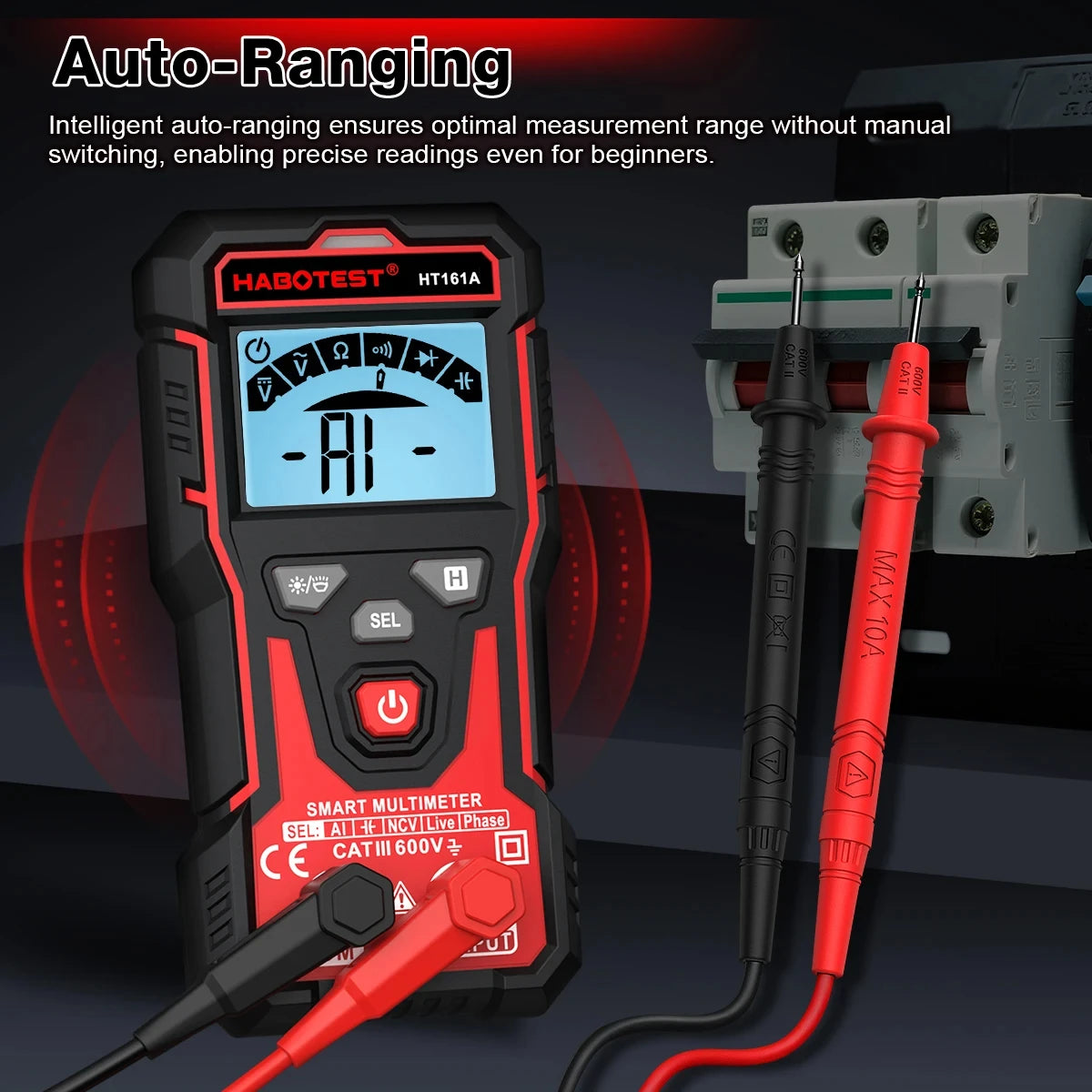 HT161A Smart Digital Multimeter AC/DC Voltage NCV Capacitance Resistance Continuity Test Auto Range Profesional Electrician Tes
