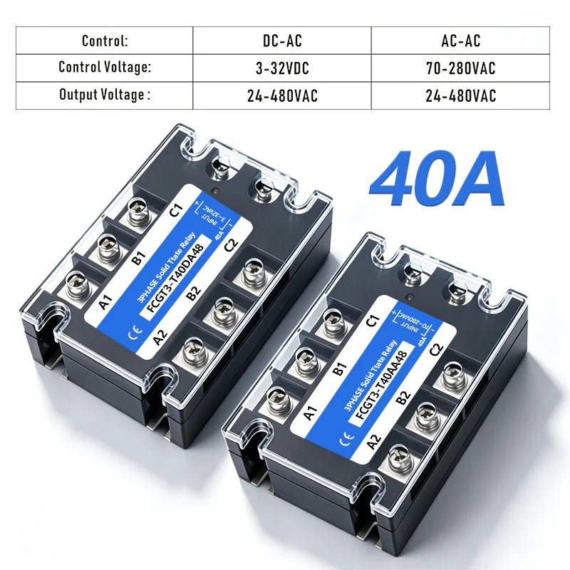 Three-phase Solid State Relay SSR 3 Phase 10A 25A 40A 60A 80A 100A 120A 150A 200A AC Control AC DC Control AC 25DA 380VAC
