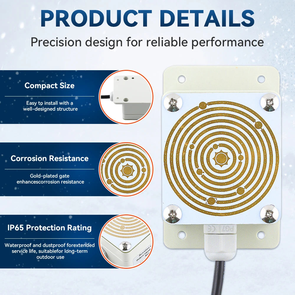 Rain and Snow Sensor Transmitter IP65 Output RS485 0-2V 0-5V 0-10V 4-20mA Weather Induction Detection Heating Anti-icing