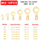 O-type Ground Lugs Terminal Cold-Pressed Copper Tab Wiring Nose Wire Lugs Crimp Wire Connector Eyelets Cable Connection Clamp
