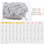 0402 0603 0805 1206 2512 0ohm-10Mohm SMD Chip Fixed Resistor Assortment Kit Electronic components sample pack