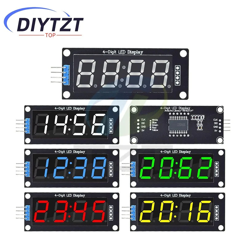 TM1637 LED Display Module for Arduino 4 Digit Tube 7 Segment 0.56 inch Time Clock Indicator Module Red Blue Green Yellow White
