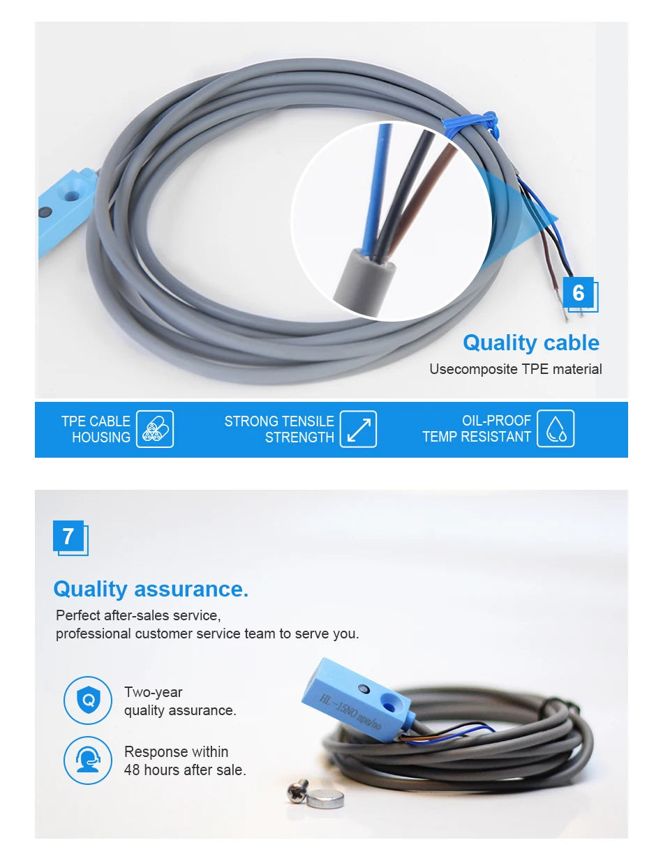 Cloweit 15mm 20mm Micro Hall Effect Sensor IP68 Proximity Magnetic Switch  NPN PNP 3-wire NO/NC DC 12V 24V  Remote Nonpolar