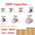 0402 0603 0805 1206 1210 1812 2220 SMD Capacitor 220pF330pF470pF1nF2.2nF4.7nF10nF15nF22nF33nF47nF0.1uF100nF220nF330nF470nF680nF