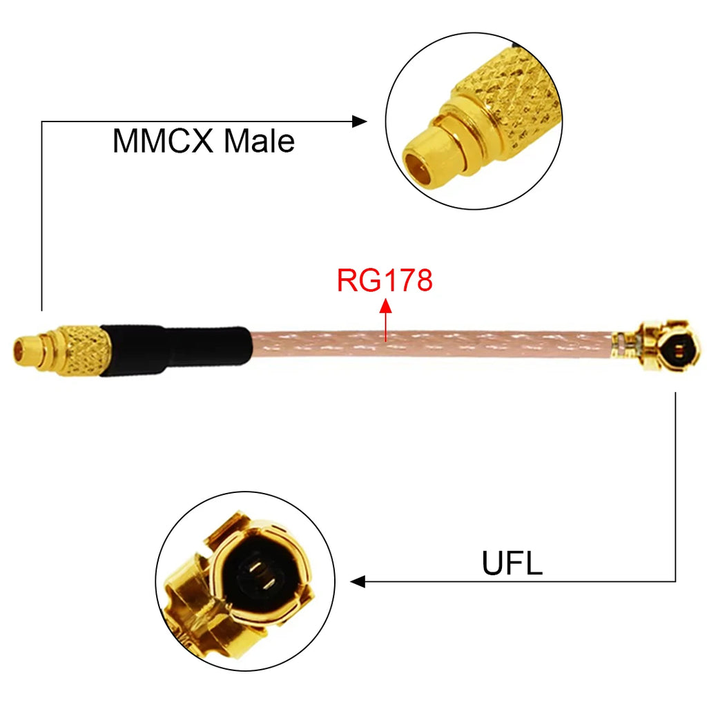 1PC MCX /MMCX Plug Jack Connector to UFL Pigtail Cable Adapter RG178 10cm For Wireless Modem