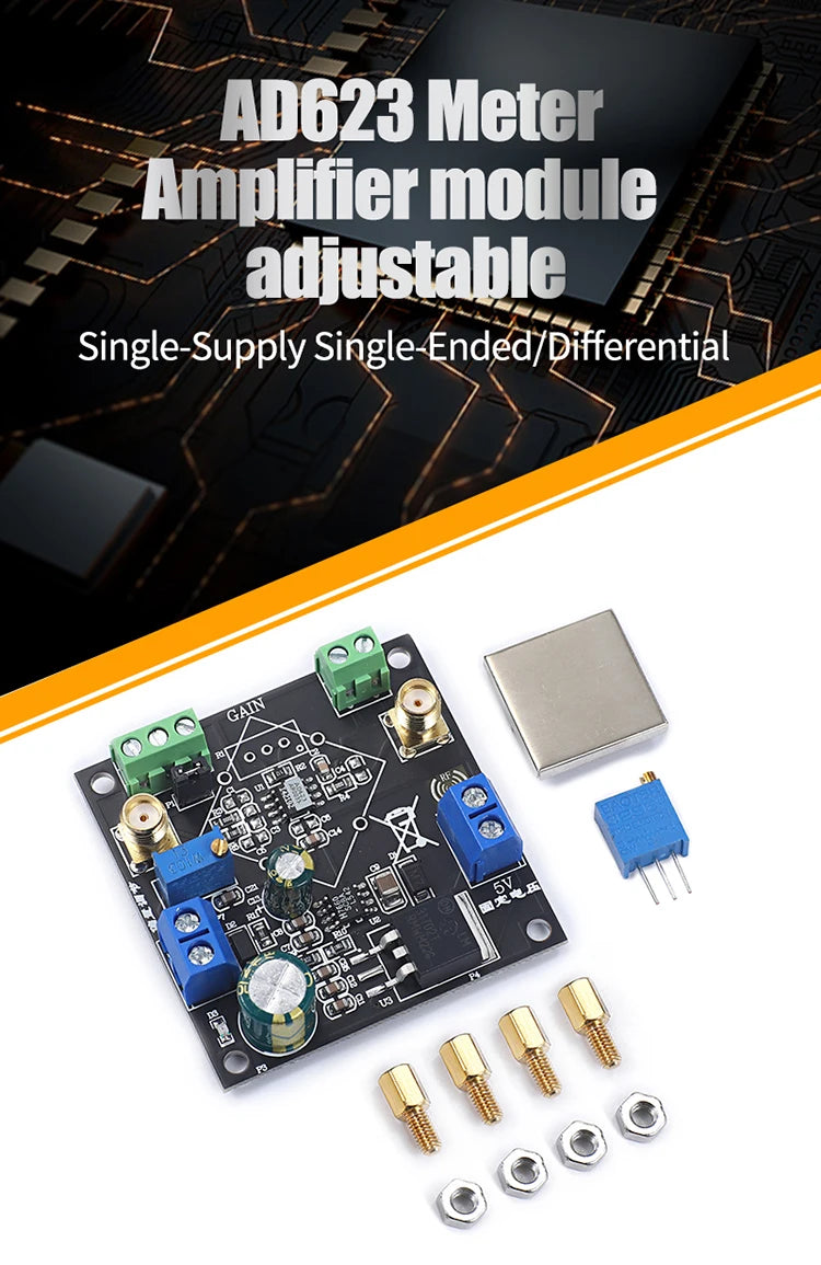 AD623 Instrument Amplifier Module Voltage Instrumentatio AMP Adjustable Single Supply Single-Ended/Differential Signal module