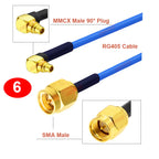 1PCS SMA to MMCX RG405 Cable RP-SMA/ SMA Female to MMCX Male Straight/ Right Angle 90° Plug High Frequency RG-405 086 Jumper