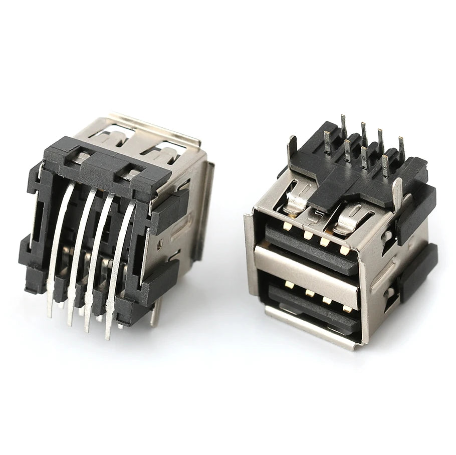 10PCS USB Interface Double-Layer USB Socket Type A Standard Port Male and Female Solder Socket DIP Straight Bent Pin PCB Socket