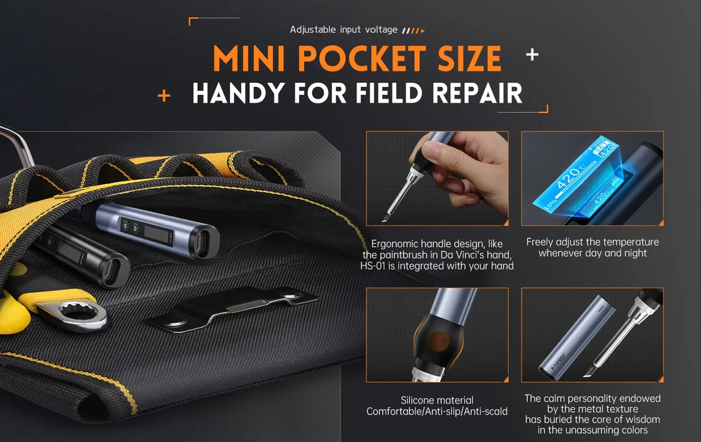 FNIRSI HS-01 Smart Soldering Iron 80-420℃ Rapid Heating PD 65W Type-c Charge Digital Display Screen Portable Welding Repair Tool
