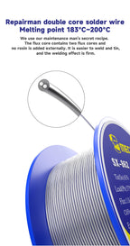 MECHANIC 0.3-1.0mm Dual Core Rosin Flux Solder Wire 40g Fast Melting Low Residue for PCB Motherboard Repair 5PCS Pack SX-862