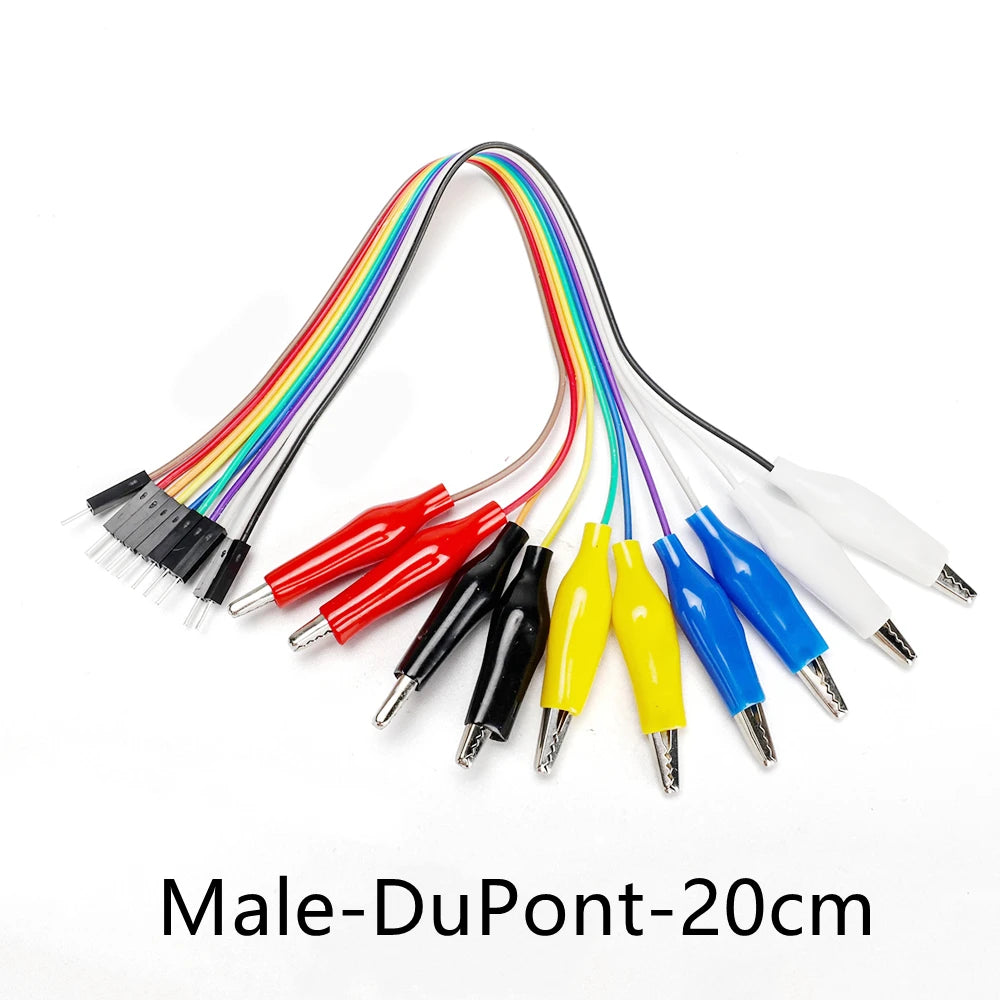 10Pin Alligator Clip to Dupont Test Wire Male Female Jumper Cable for Arduino Raspberry Pi Circuit Testing