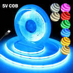 5V USB COB LED Strip Light Tape White Red Green Pink Ice Blue Yellow Flexible 320 LEDs 8mm PCB Ribbon TV Backlights Night Lamp