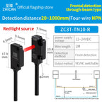 ZHICAN ZC3T Miniature Flat Photoelectric Sensor Front Side View Through Beam Diffuse Reflective