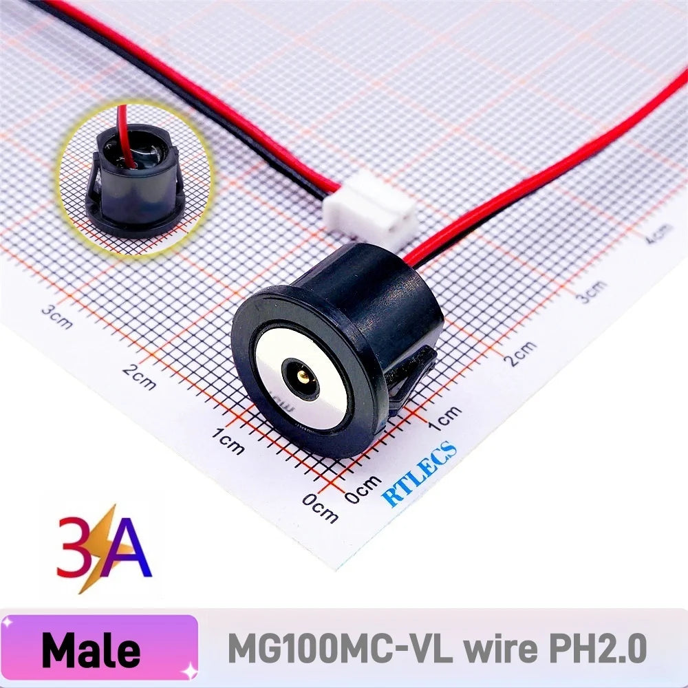 Circular High Current 3A 12V Magnetic Connector Threaded Panel Mount Holes Self-Locking Waterproof Terminals Charging Wire PH2.0