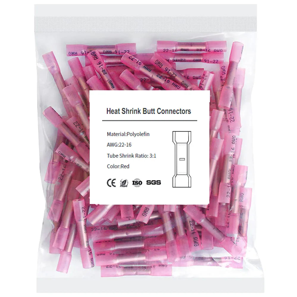 20/50/100/200PCS AWG 24-10 0.3-6.0mm2 Waterproof Insulated Automobile Wire Cable Crimp Terminals Heat ShrinkButt Wire Connectors