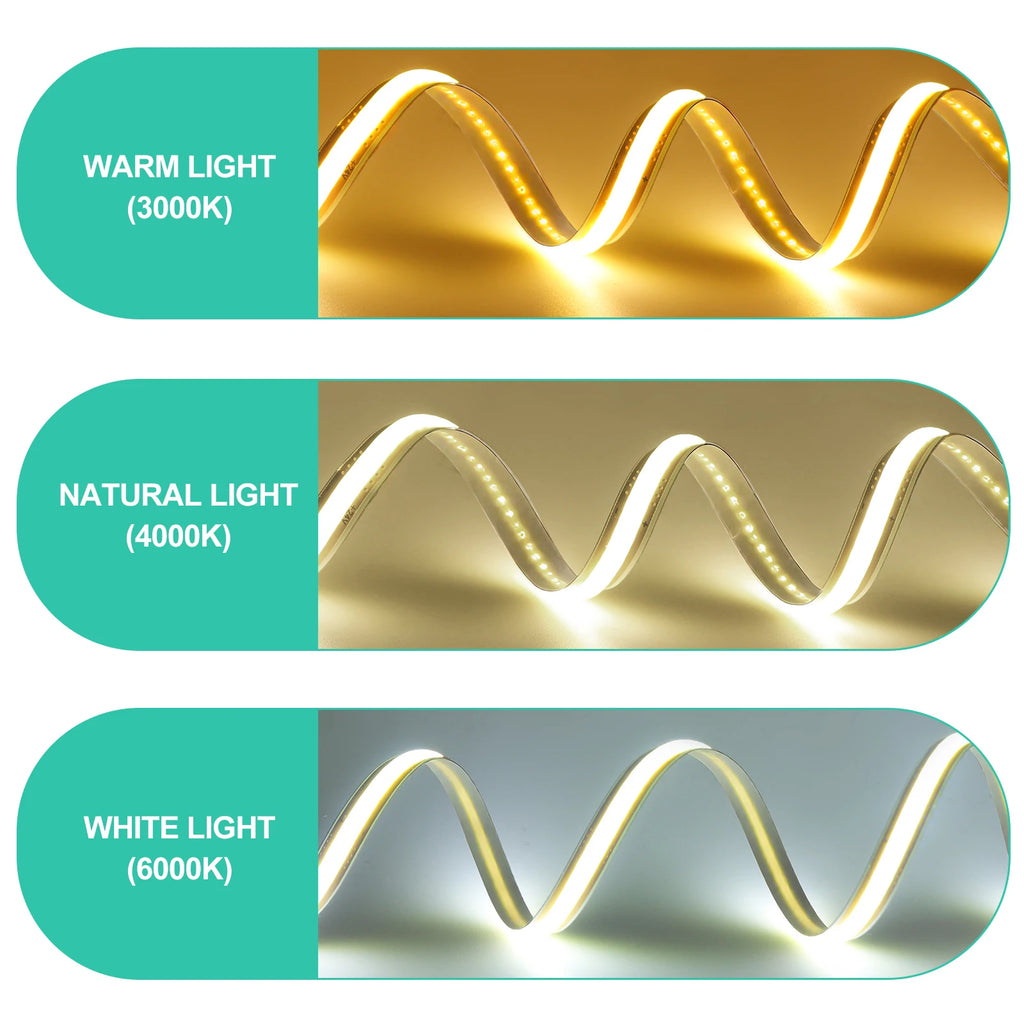 COB LED Strip Lights Free Cut 400LEDs/M Flexible LED Tape Light 3000K 4000K 6000K Linear Lighting 1-10M 12V 24V Home Decoration