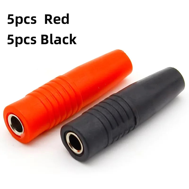 10Pcs 4mm Brass  Banana Female Insulated Jack Plug Wire Solder Connector Red and Black