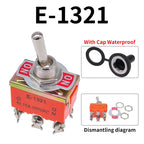Toggle Switch SPST DPDT 250V 15A 2 3 Position Latching ON-OFF ON-ON ON-OFF-ON E-1322 1021 1122 1121 1221 1321 Cap Waterproof
