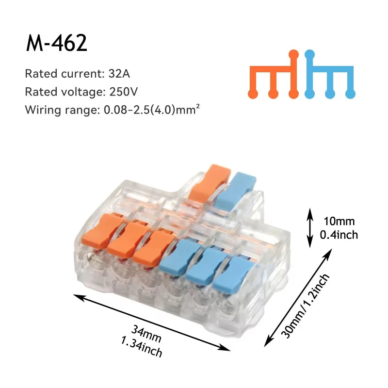 Mini Fast Wire Connectors Universal Compact Lever Nut Crimp Splitter Push-in Electrical Conductors Home Wiring Terminal Block