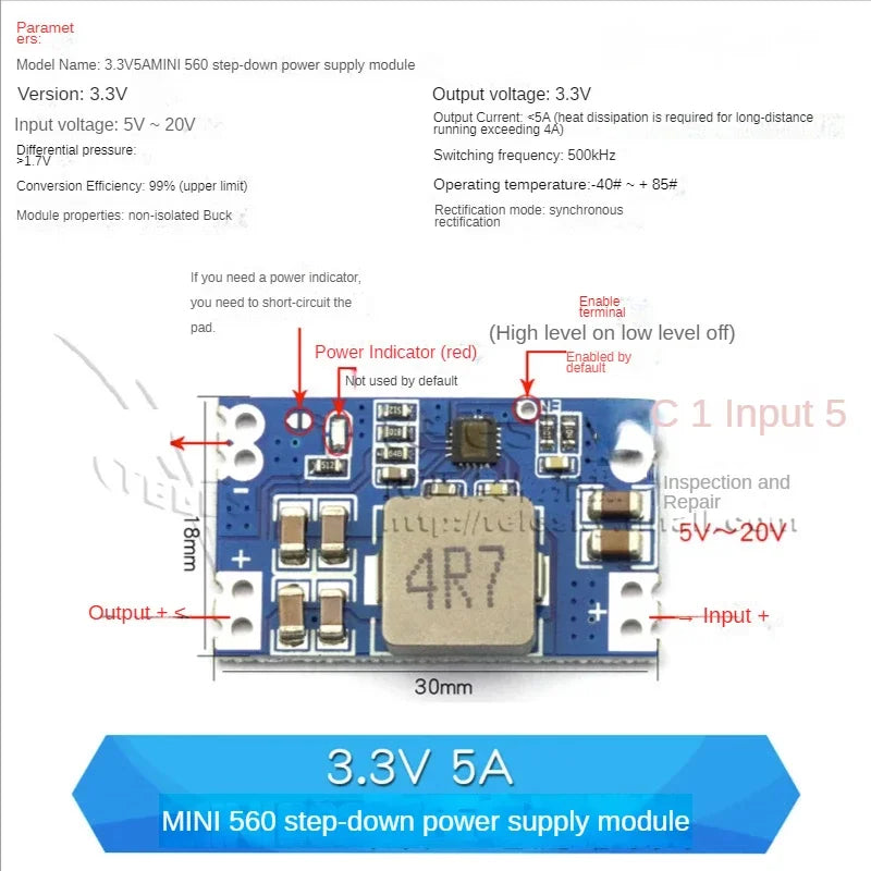 1PCS DC-DC 3A 5A Adjustable Step-down Power Module Board Voltage Stabilizing Aircraft Model MP1584EN 24V 12V 9V To 5V