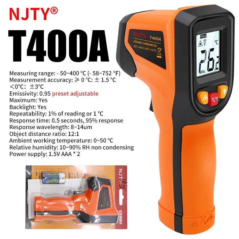 Digital Infrared Thermometer Non-Contact Temperature Gun LCD Backlight Temperature Meter For Industrial Kitchen Outdoor