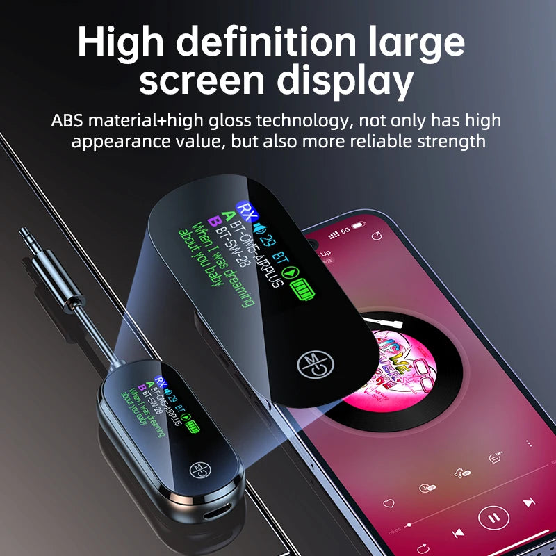 2 In 1 Bluetooth 5.4 Transmitter Receiver Stereo 3.5mm AUX Airplane Audio Wireless Adapter Mic for TV PC Headphone Car Aircraft