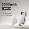 Baseus 5000mAh Magnetic Power Bank 15W Wireless 20W Wired Charging Thin Card-Sized Slim Portable Powerbank for iPhone 17 Samsung