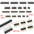 100pcs 1X2/3/4/5/10/15/20/40P RGB RGBW LED Strip PCB Connector Round Hole Right Angle DIP Gold IC Crystal Female Male Pin Header