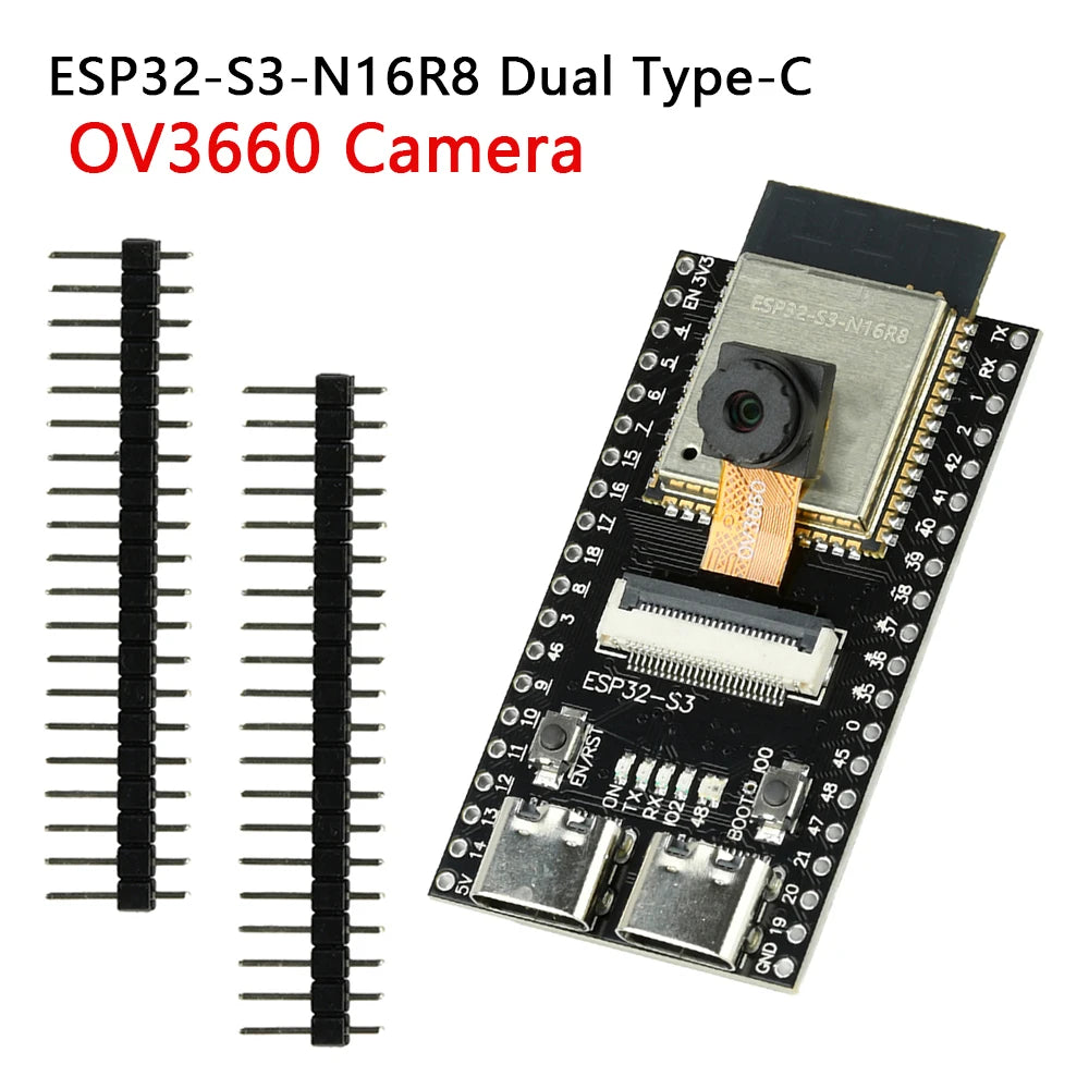 ESP32-S3-N16R8 Dual Type-C OV3660 Camera ESP32-S3 CAM Development Board WiFi/Bluetooth Module OV5640/OV2640 Cameras